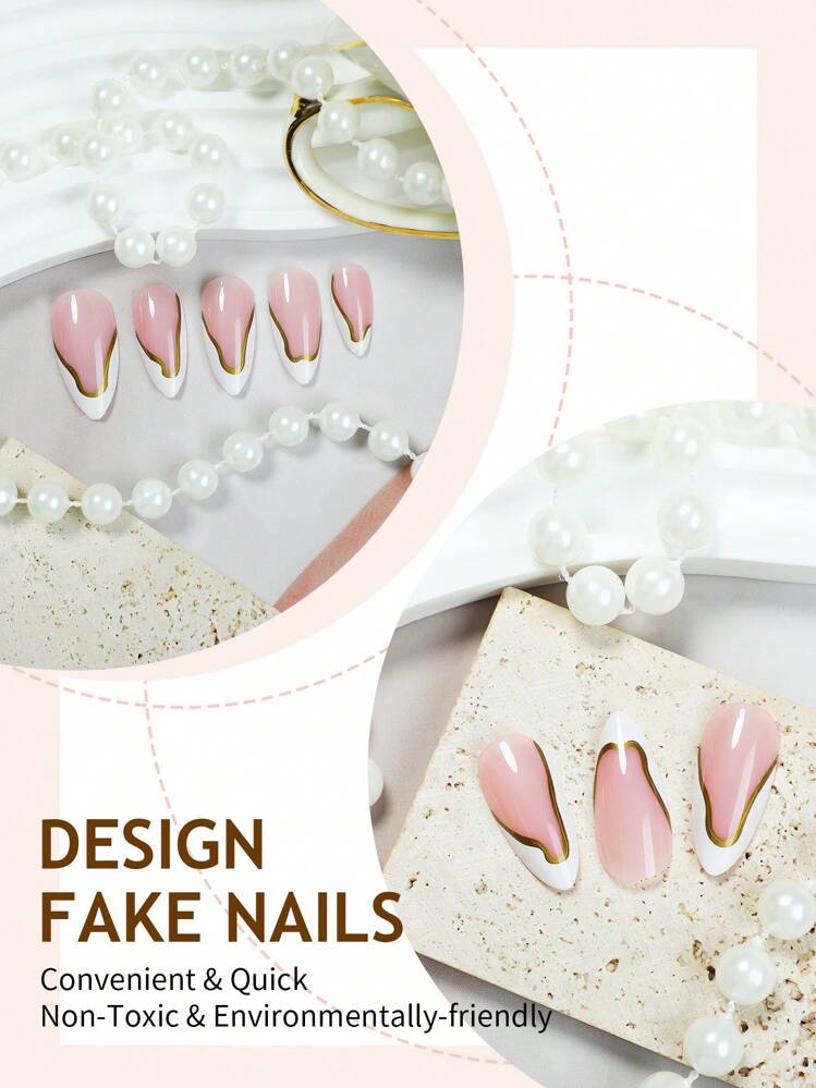 Red French Tip Almond Press-On Nails - 24pcs detail photo 4 - Press-On Nails at ShopKaar