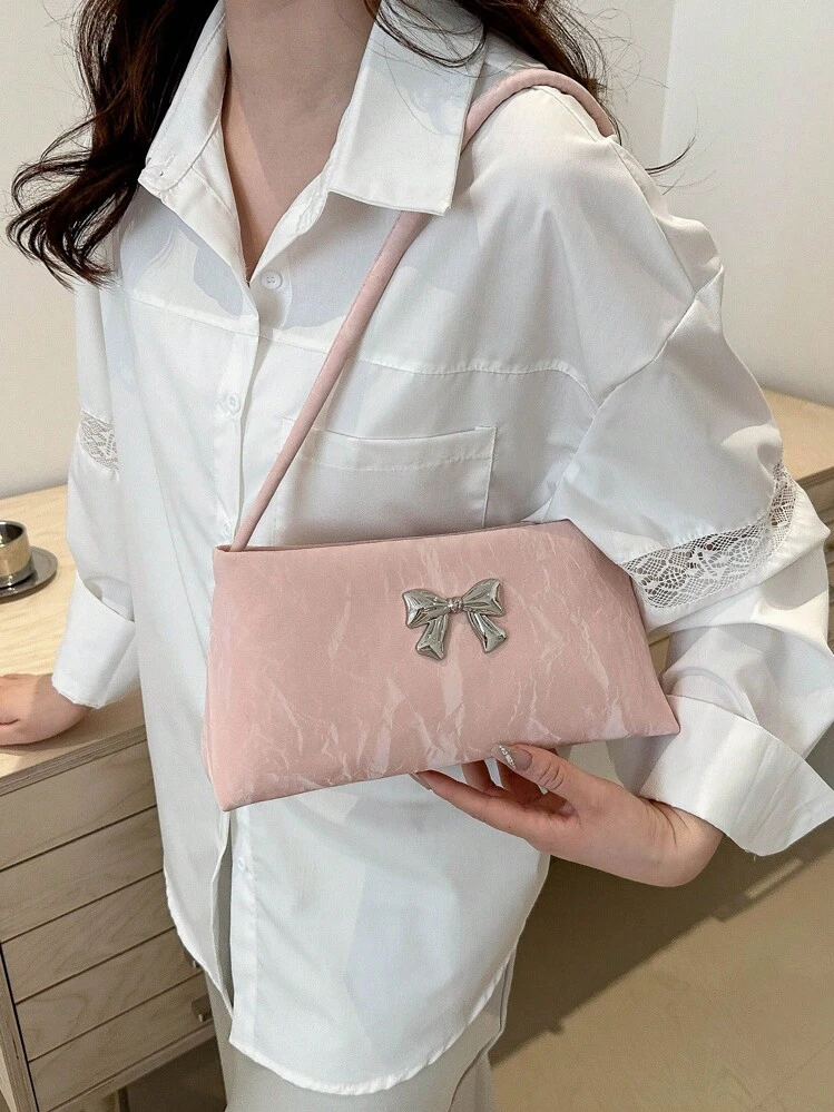 Pink Bow Shoulder Bag for Women detail photo 4 - Shoulder Bags at ShopKaar