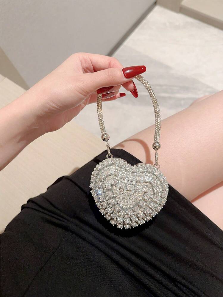 Rhinestone Heart Mini Clutch Bag detail photo 5 - Evening Bags at ShopKaar