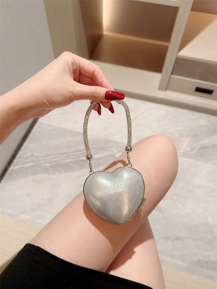 Rhinestone Heart Mini Clutch Bag detail photo 6 - Evening Bags at ShopKaar
