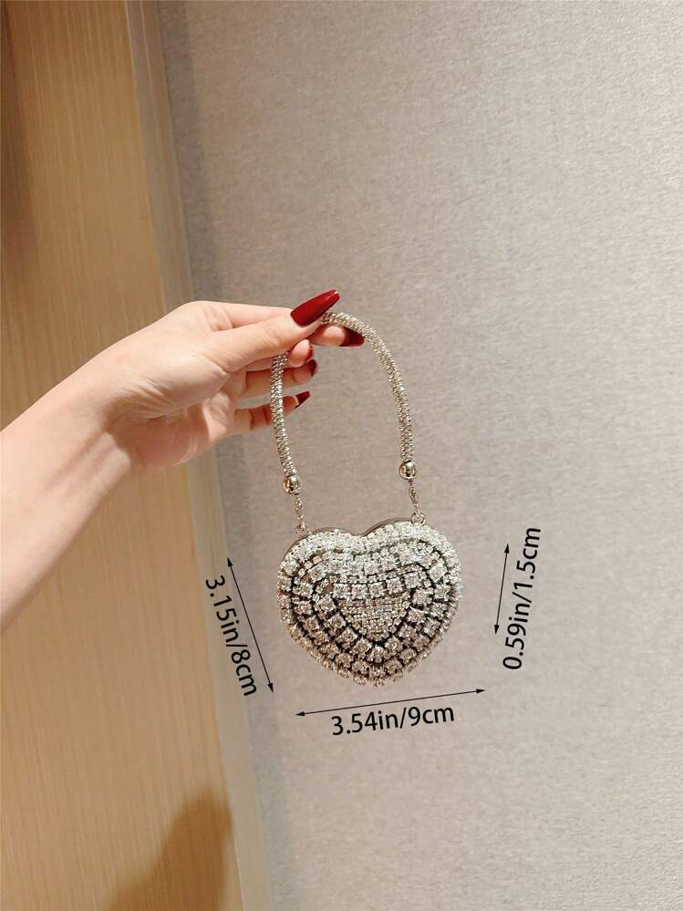 Rhinestone Heart Mini Clutch Bag detail photo 9 - Evening Bags at ShopKaar