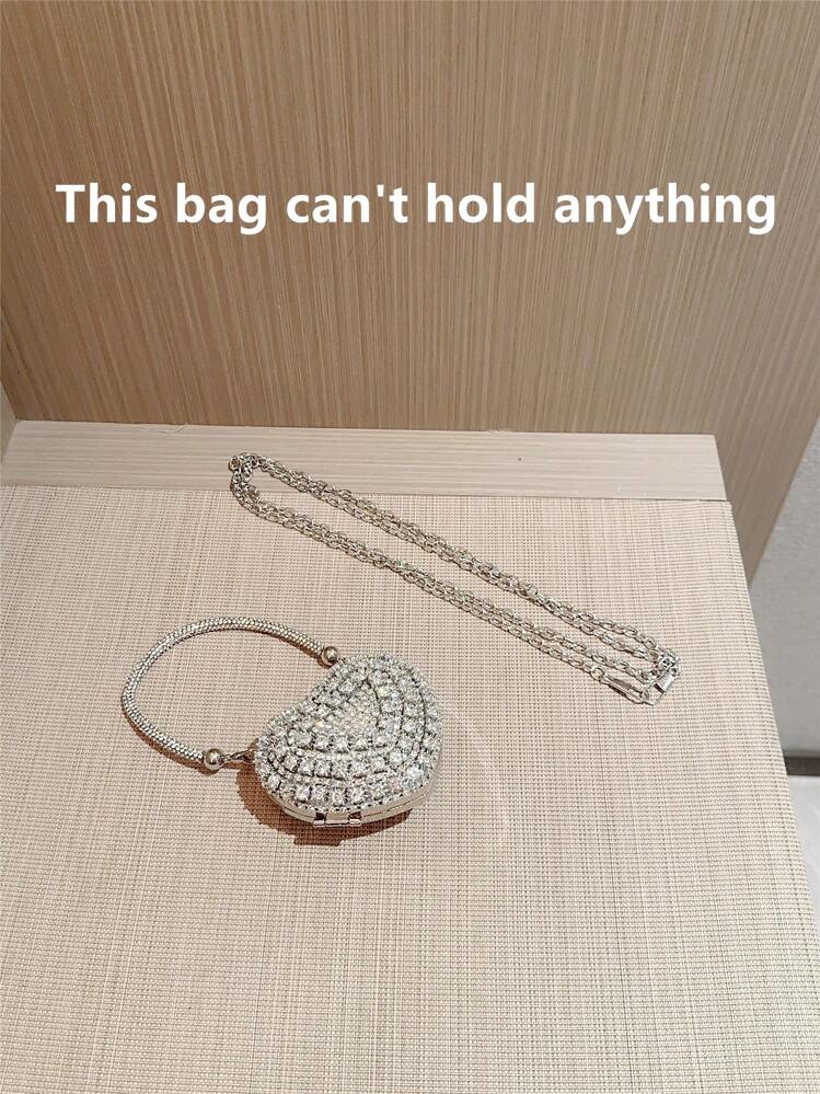 Rhinestone Heart Mini Clutch Bag detail photo 8 - Evening Bags at ShopKaar
