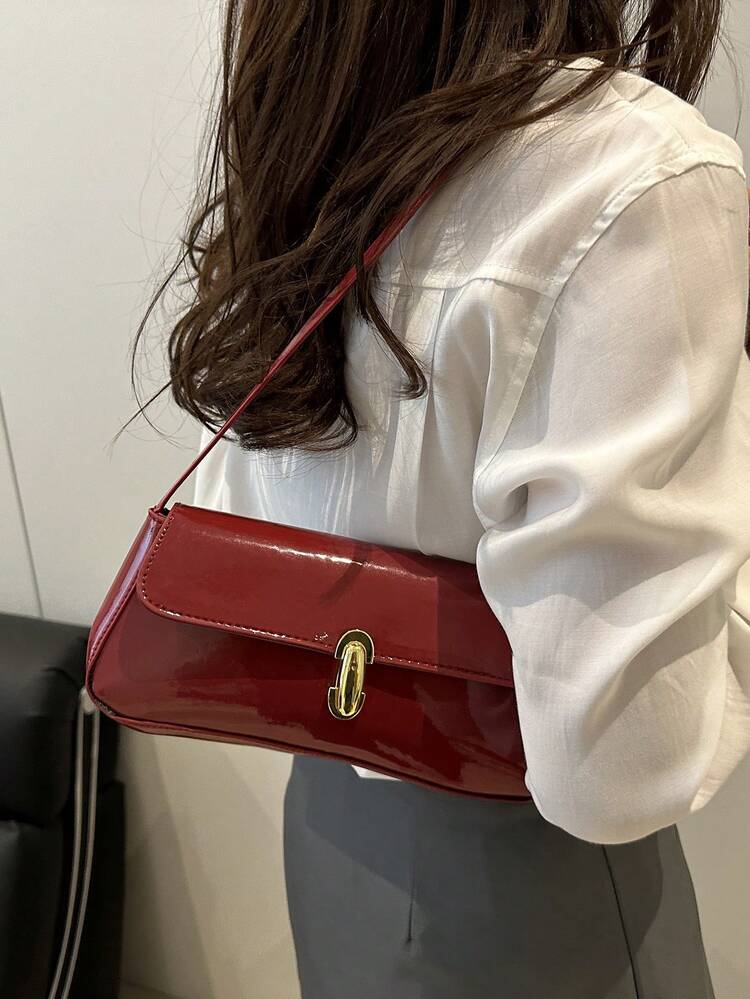 Retro Faux Leather Underarm Shoulder Bag detail photo 3 - Shoulder Bags at ShopKaar