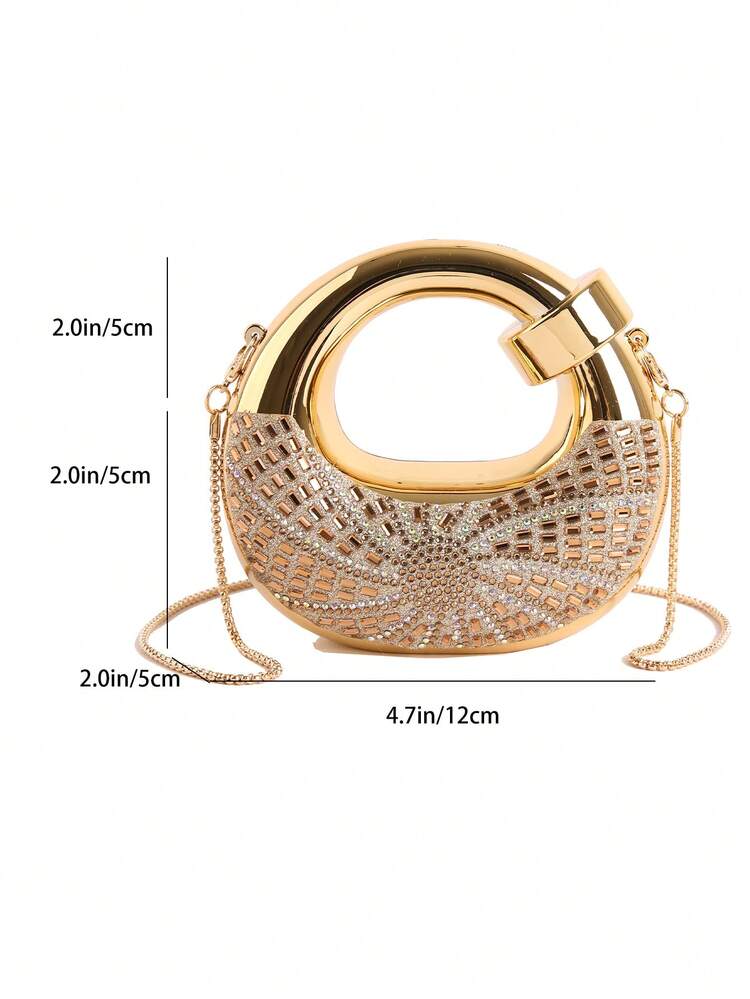 Acrylic Crescent Moon Clutch Bag with Chain detail photo 3 - Mini Bags at ShopKaar