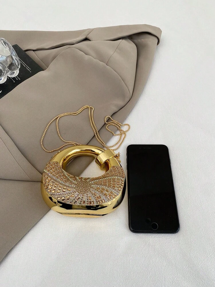 Acrylic Crescent Moon Clutch Bag with Chain detail photo 4 - Mini Bags at ShopKaar