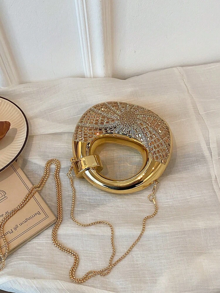 Acrylic Crescent Moon Clutch Bag with Chain detail photo 7 - Mini Bags at ShopKaar