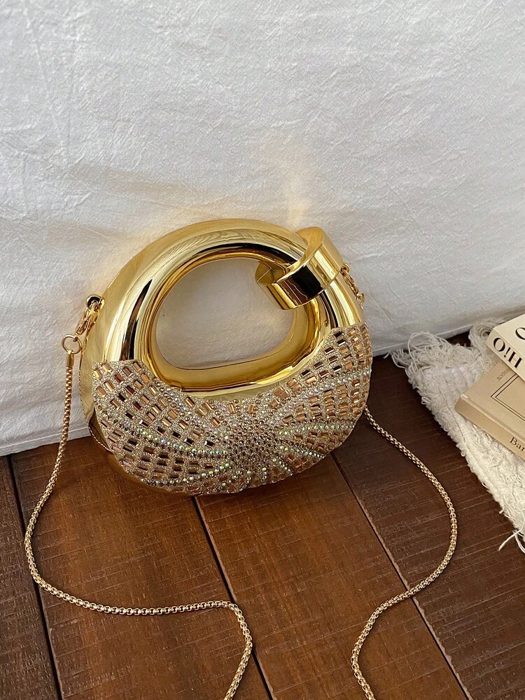Acrylic Crescent Moon Clutch Bag with Chain detail photo 9 - Mini Bags at ShopKaar