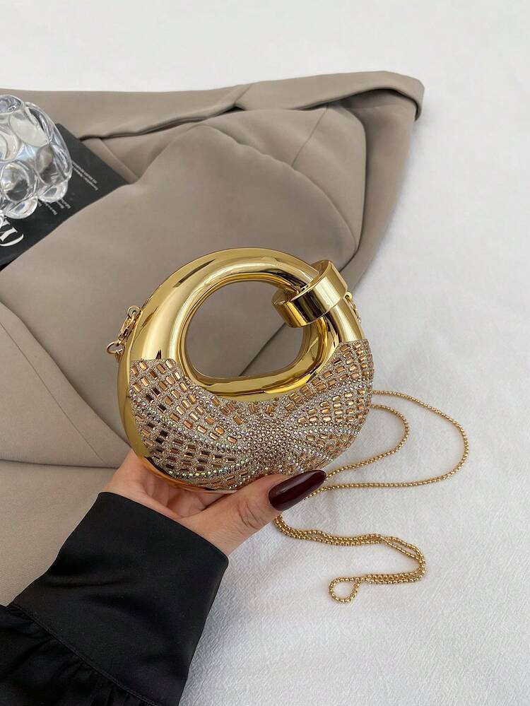 Acrylic Crescent Moon Clutch Bag with Chain detail photo 12 - Mini Bags at ShopKaar