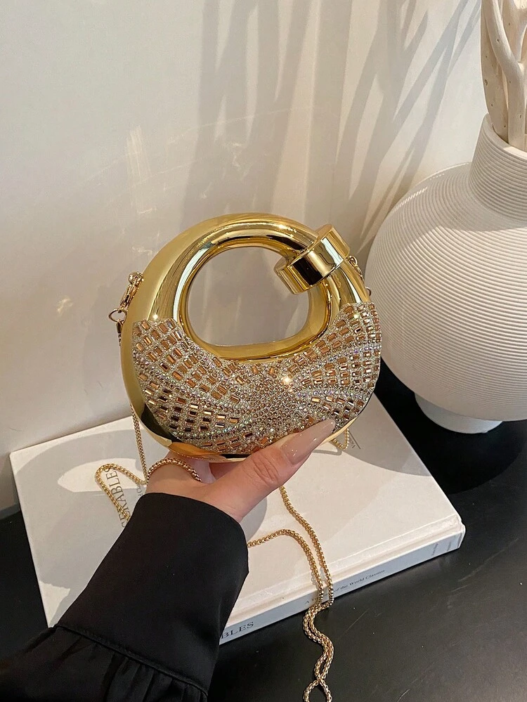 Acrylic Crescent Moon Clutch Bag with Chain detail photo 13 - Mini Bags at ShopKaar