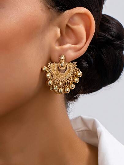 Bohemian Fan Tassel Drop Earrings detail photo 2 - Earrings at ShopKaar