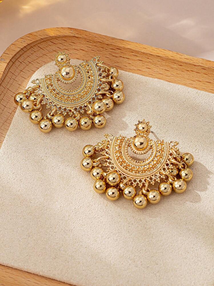 Bohemian Fan Tassel Drop Earrings detail photo 5 - Earrings at ShopKaar