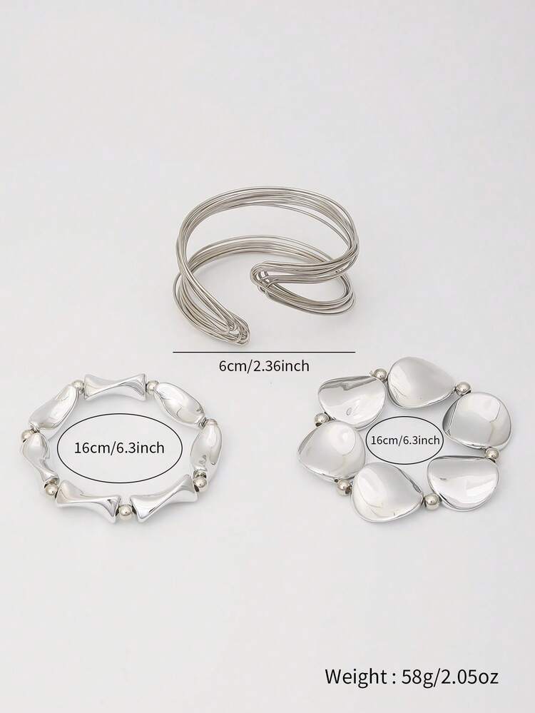 Asymmetrical Bracelet and Bangle Set - 3pcs detail photo 6 - Bracelets at ShopKaar