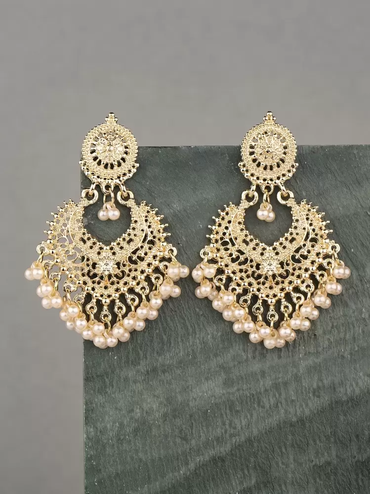 Faux Pearl Tassel Drop Earrings detail photo 7 - Earrings at ShopKaar