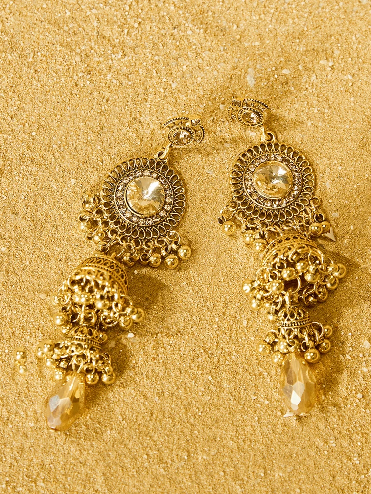 Bell Ball Tassel Drop Earrings detail photo 3 - Earrings at ShopKaar