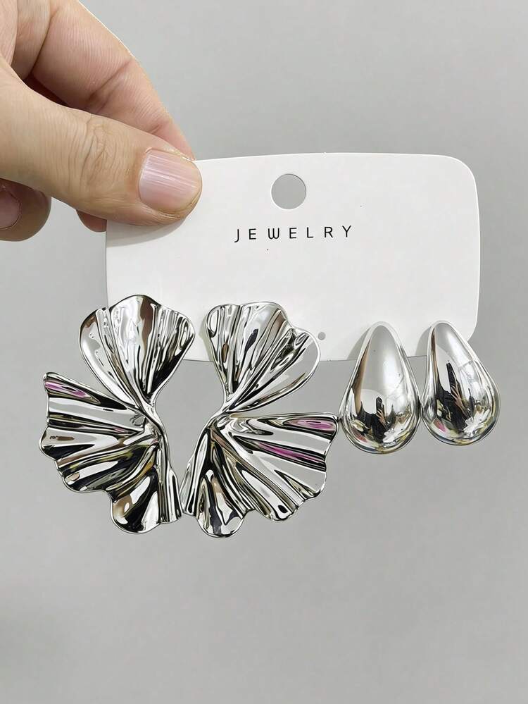 Silver Tone Fashion Earring Set detail photo 6 - Earrings at ShopKaar