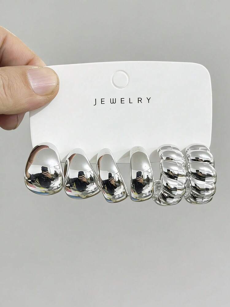 Silver Tone Fashion Earring Set detail photo 8 - Earrings at ShopKaar