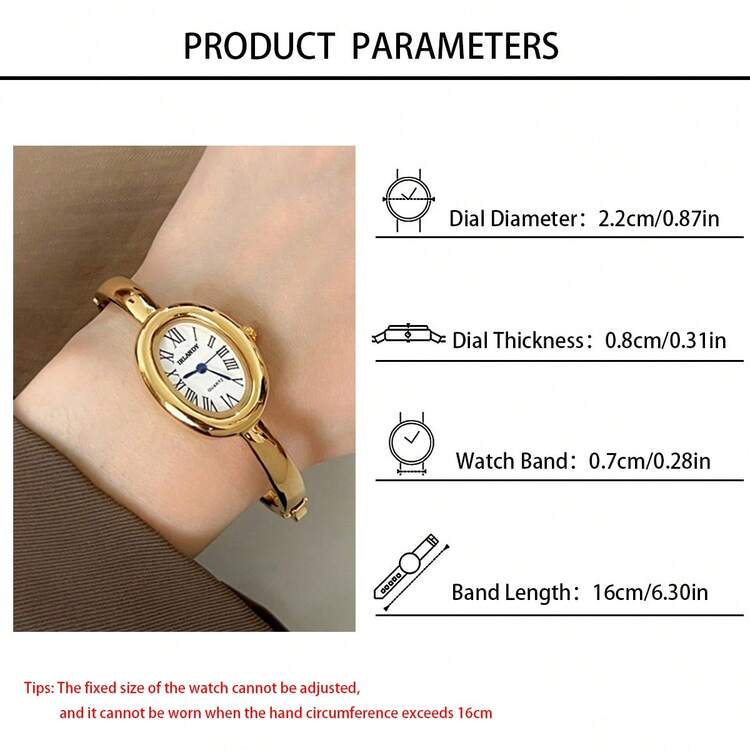 Oval Roman Numeral Bracelet Watch detail photo 6 - Watches at ShopKaar